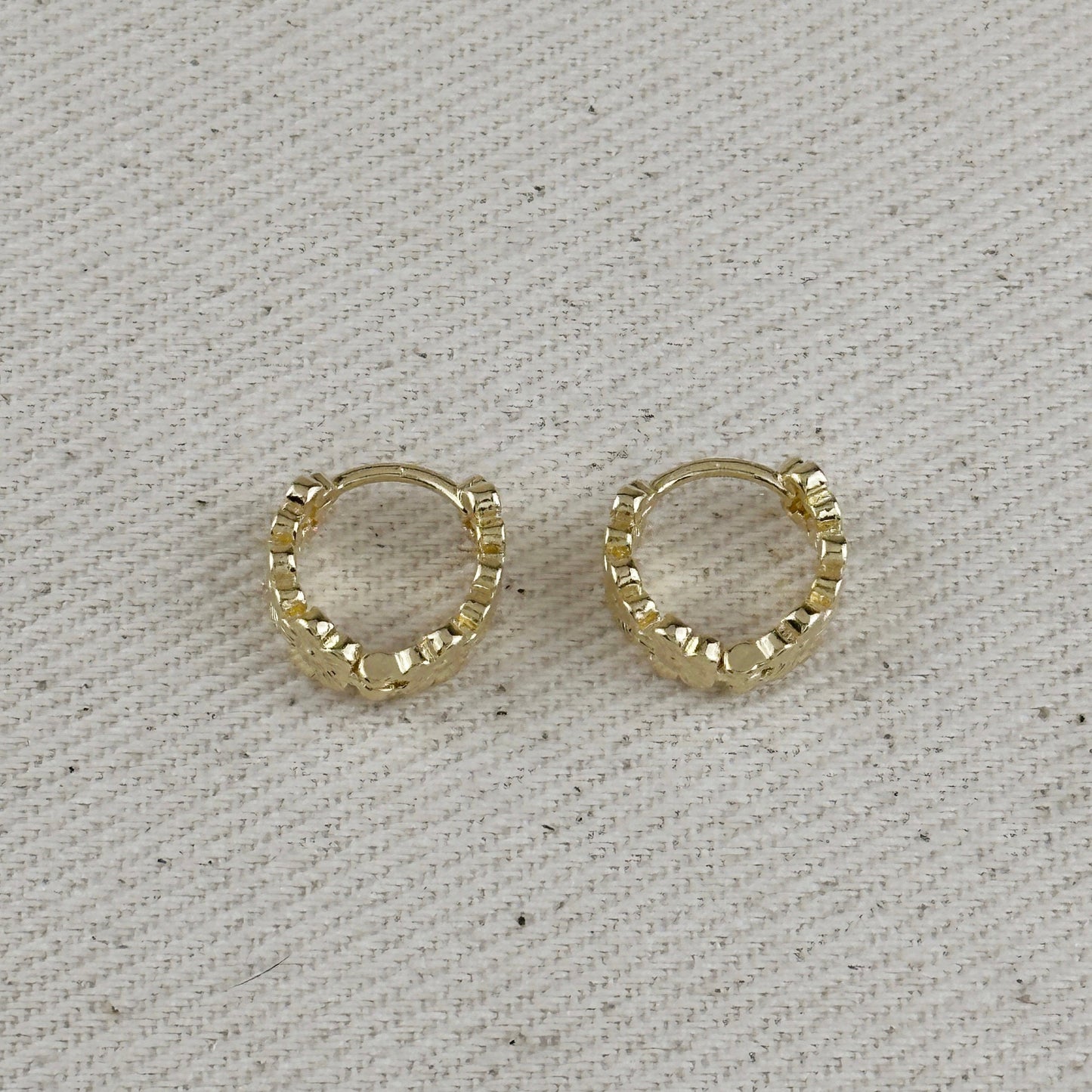 18k Gold Filled Flower Huggies Hoop Earrings