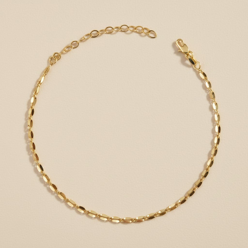 18k Gold Filled Detailed Chain Anklet | Sophisticated Summer Shimmer