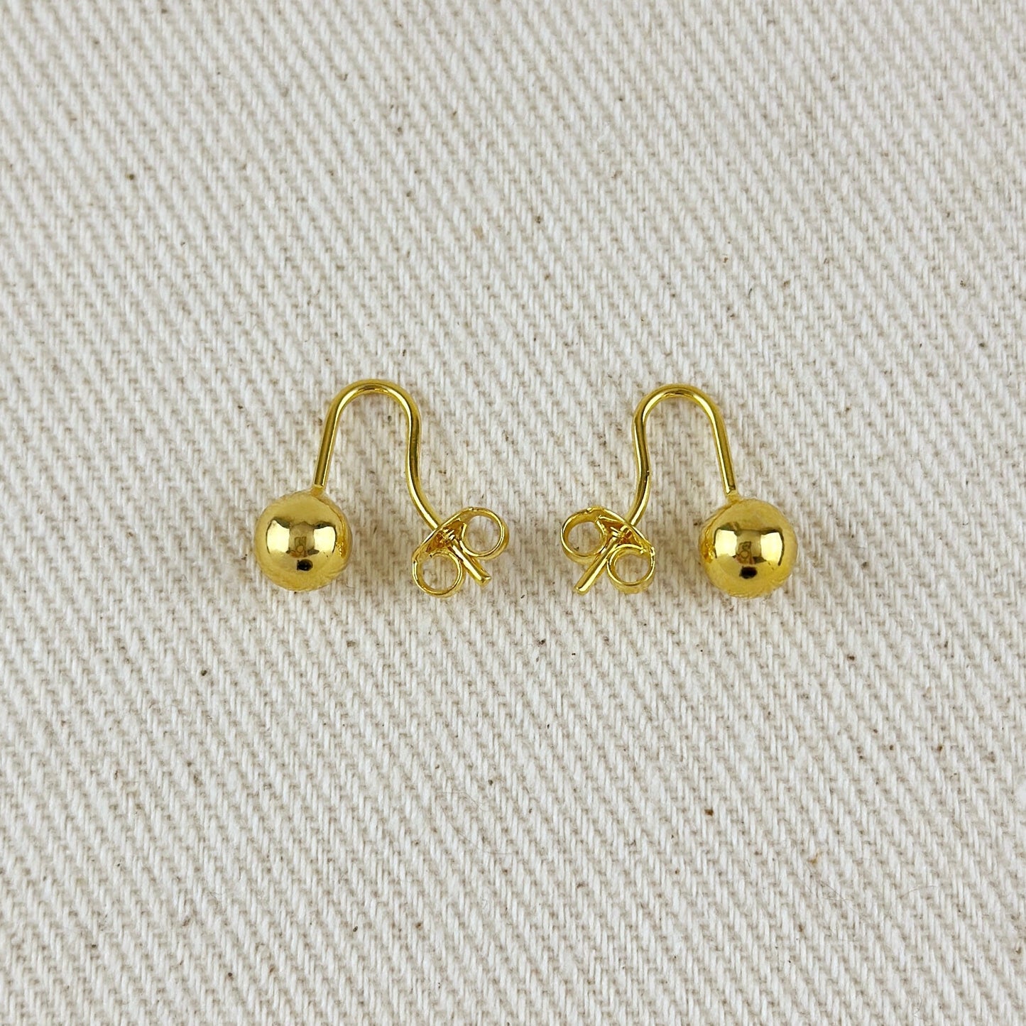 Gold Drop Hook Ball Earrings