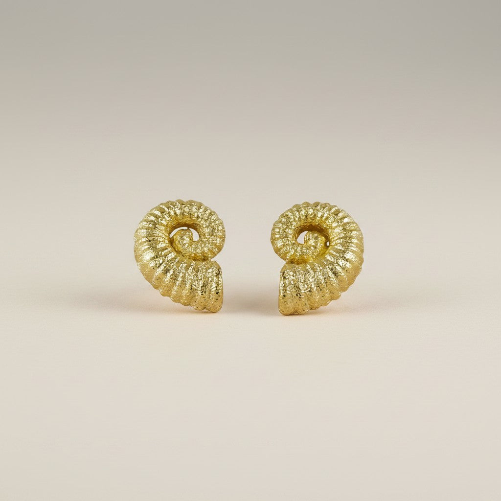 18k Gold Filled Nautilus Stud Earrings — Nature's Most Perfect Geometry, On Your Ear