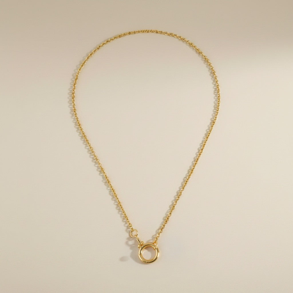 ✨ 18k Gold Filled Rolo Chain Necklace with Clicker Clasp — The Hardware Is the Statement