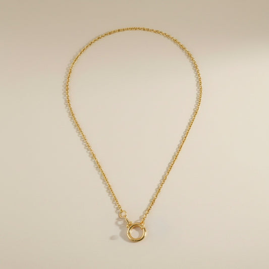 ✨ 18k Gold Filled Rolo Chain Necklace with Clicker Clasp — The Hardware Is the Statement