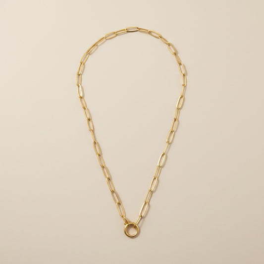✨ 18k Gold Filled Paperclip Necklace with Clicker Clasp — The Silhouette Everyone Knows. A Detail Nobody Expects.