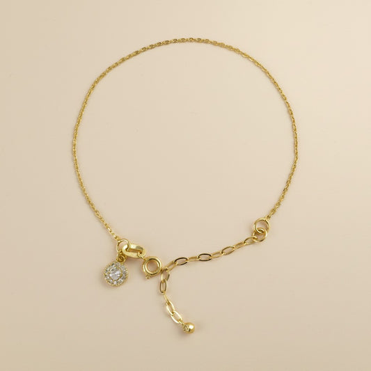 ✨ 18k Gold Filled CZ Circle Charm Bracelet — One Circle. One Spark. The Wrist Complete.