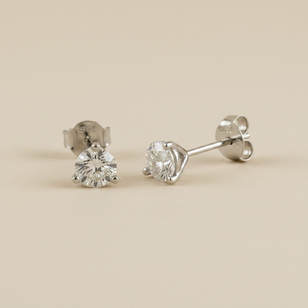 💎 .925 Sterling Silver Moissanite Solitaire Stud Earrings — 1.0ct Each. GRA Certified. The Stud That Outshines Diamond.