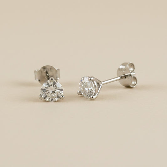 💎 .925 Sterling Silver Moissanite Solitaire Stud Earrings — 1.0ct Each. GRA Certified. The Stud That Outshines Diamond.