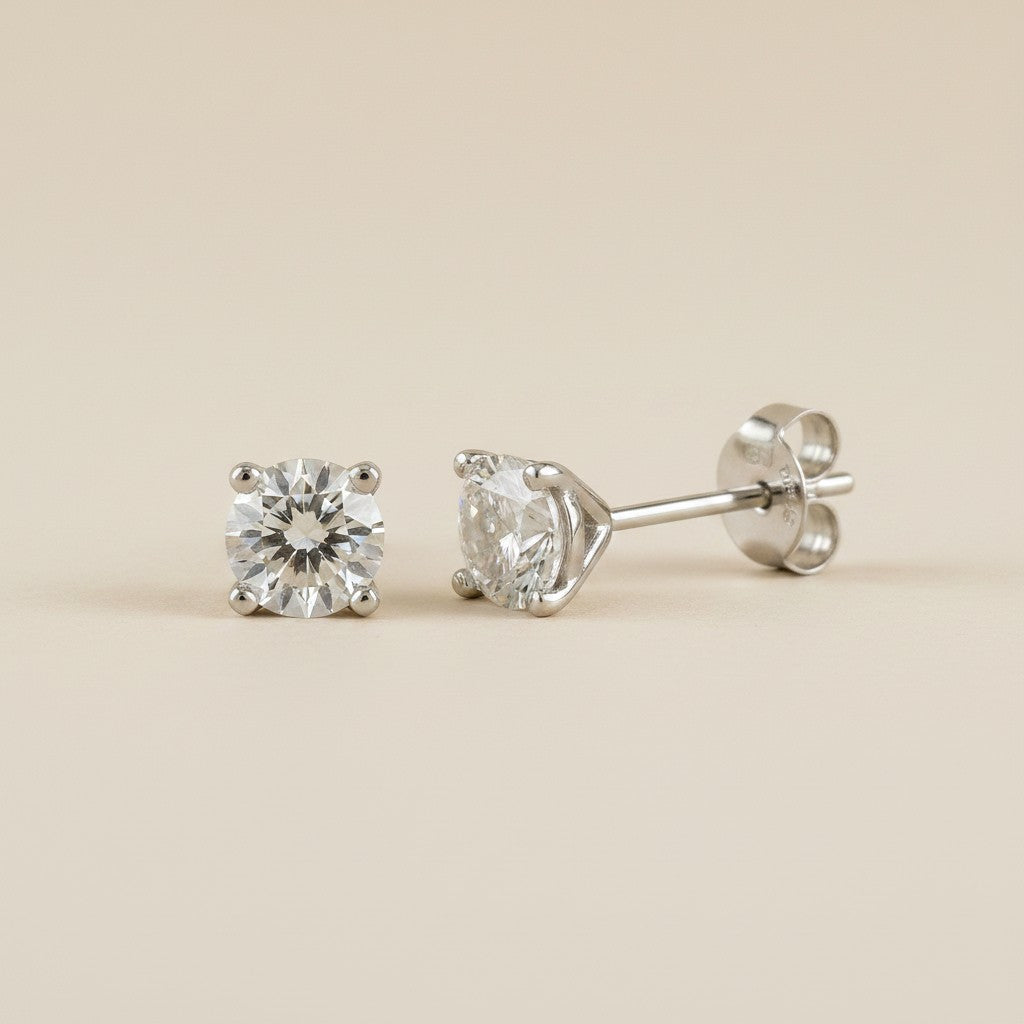 💎 .925 Sterling Silver Moissanite Solitaire Stud Earrings — 1.0ct Each. GRA Certified. The Stud That Outshines Diamond.