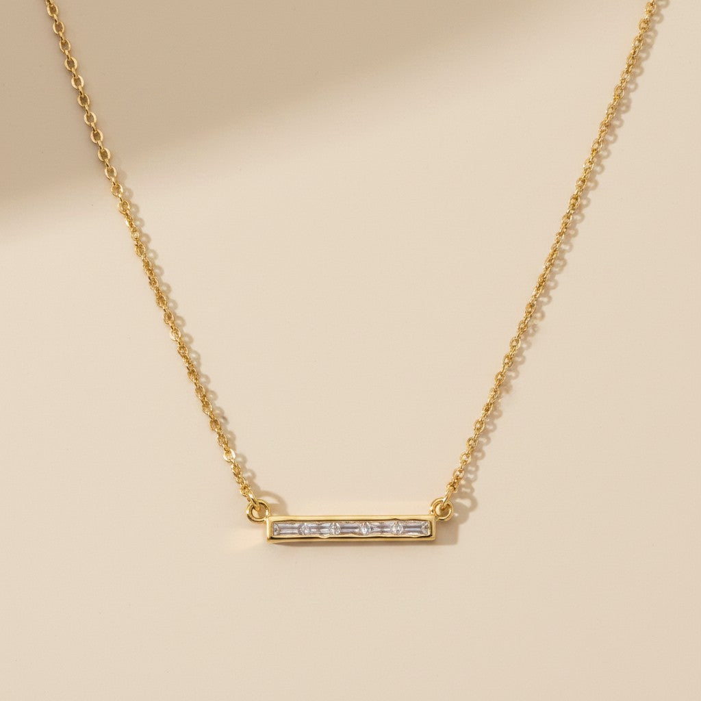 ✨ 18k Gold Filled CZ Bar Necklace — One Sleek Line. Three Brilliant Colors.
