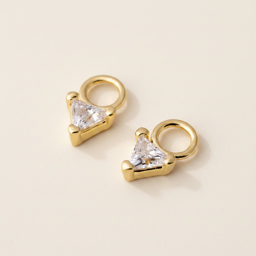 18k Gold Filled Mini CZ Triangle Earring Charm | Chic Geometric Sparkle