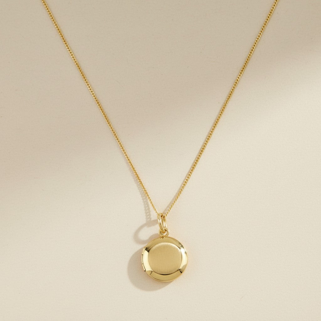 18k Gold Filled Round Locket Necklace