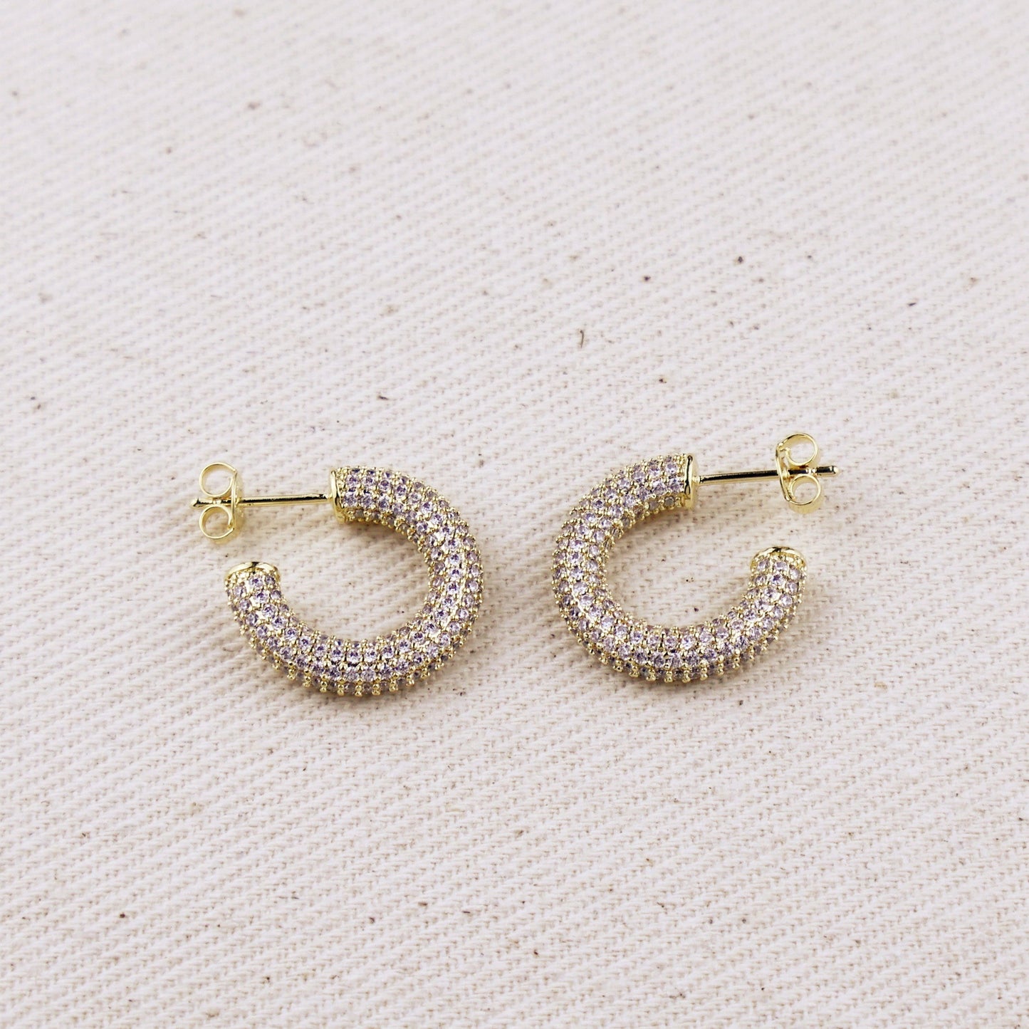 Iced Out C Hoop Earrings with Micro CZ Stones