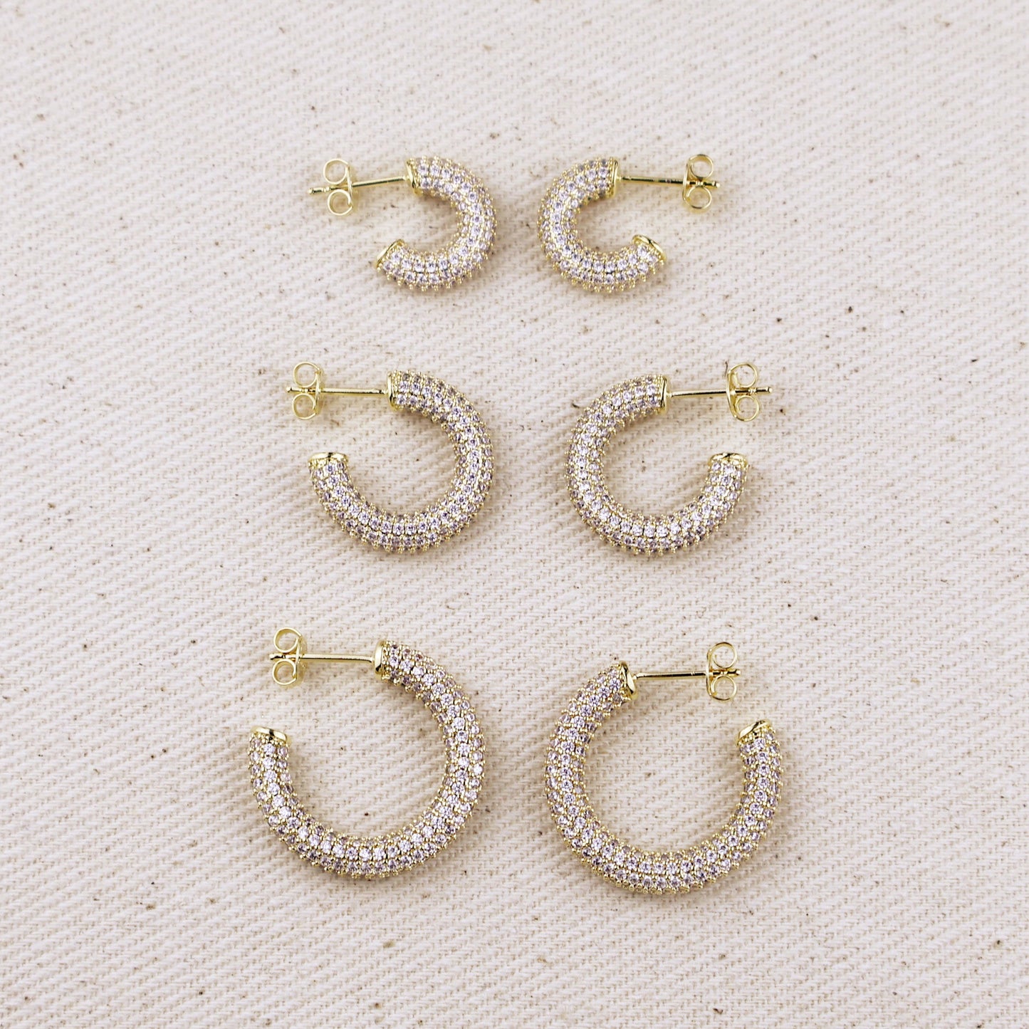 Iced Out C Hoop Earrings with Micro CZ Stones