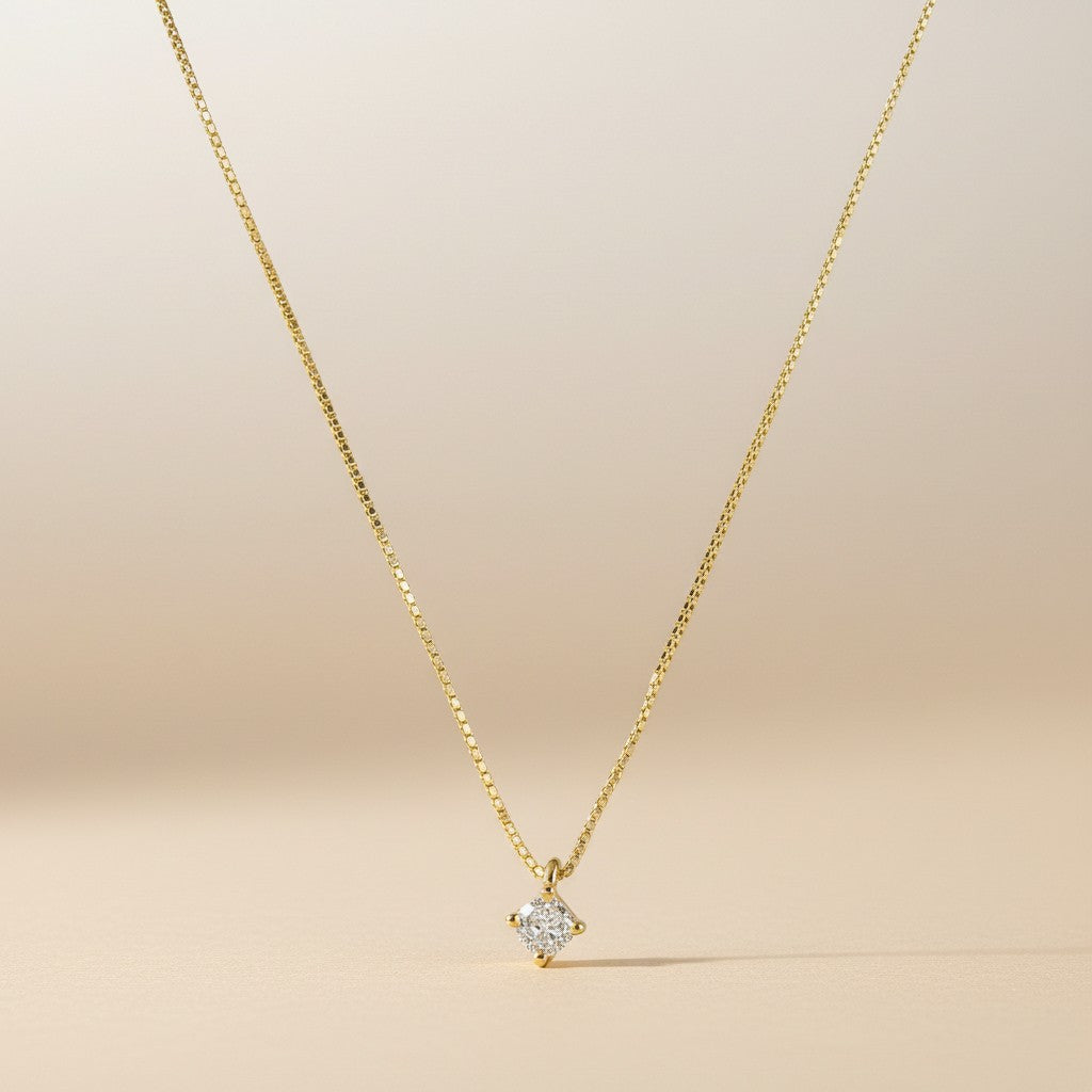 ✨ 18k Gold Filled CZ Solitaire Necklace — One Stone. All the Sparkle You Need.
