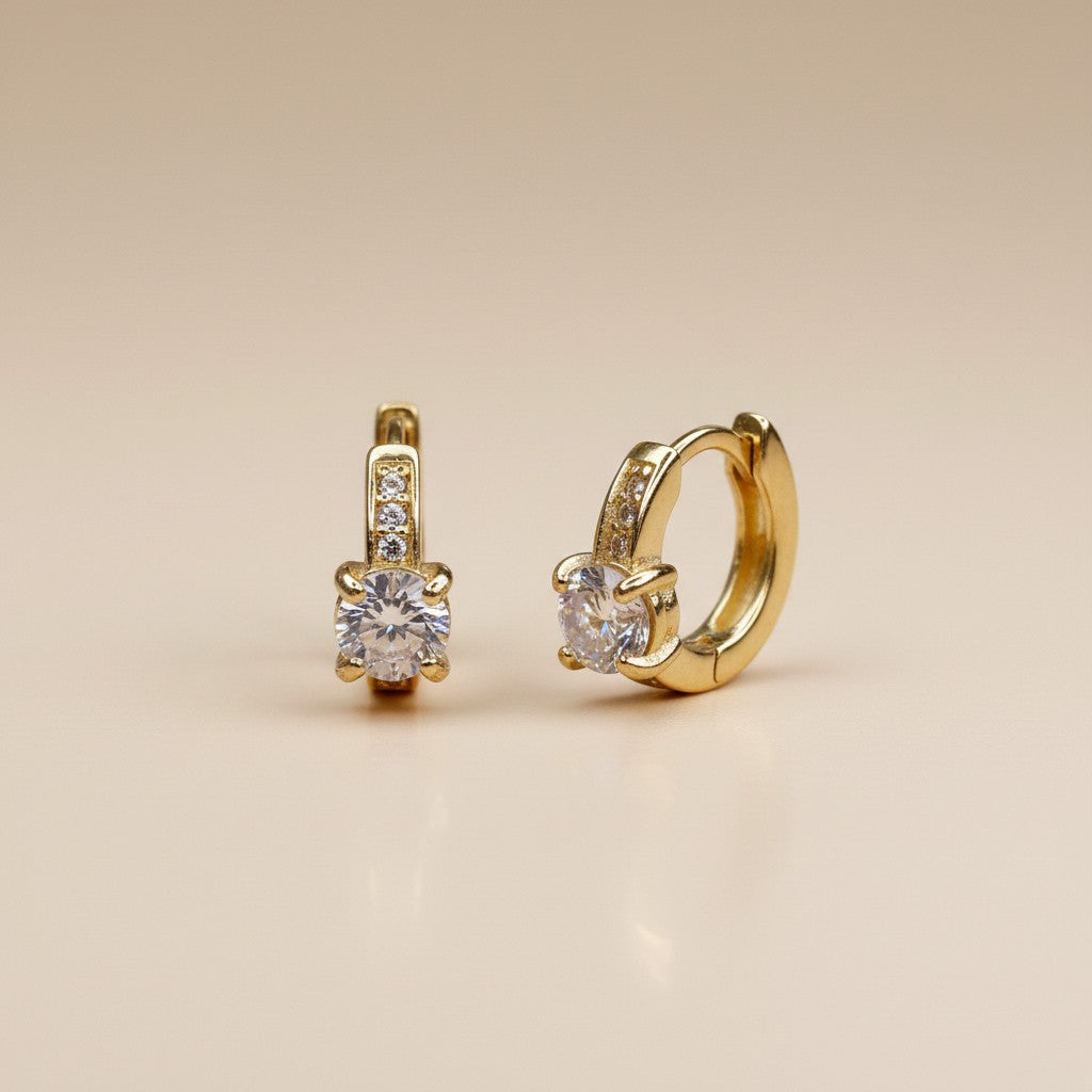 Mini CZ Clicker Hoop Earrings - Dainty Sparkle Earrings for Women