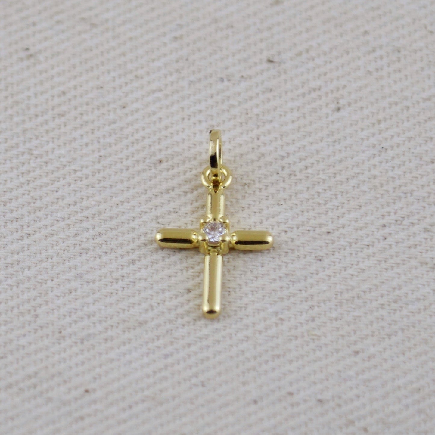 18k Gold Filled Polished Cross With CZ Detail Pendant