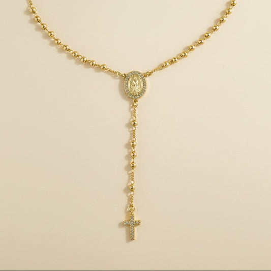 🙏 18k Gold Filled CZ Rosary Necklace — Faith Worn Beautifully. Every Single Day.