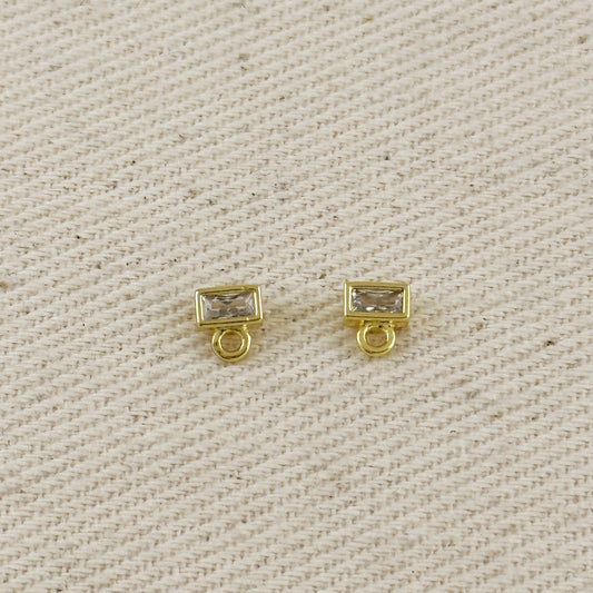 18k Baguette CZ Stud with Jump Ring