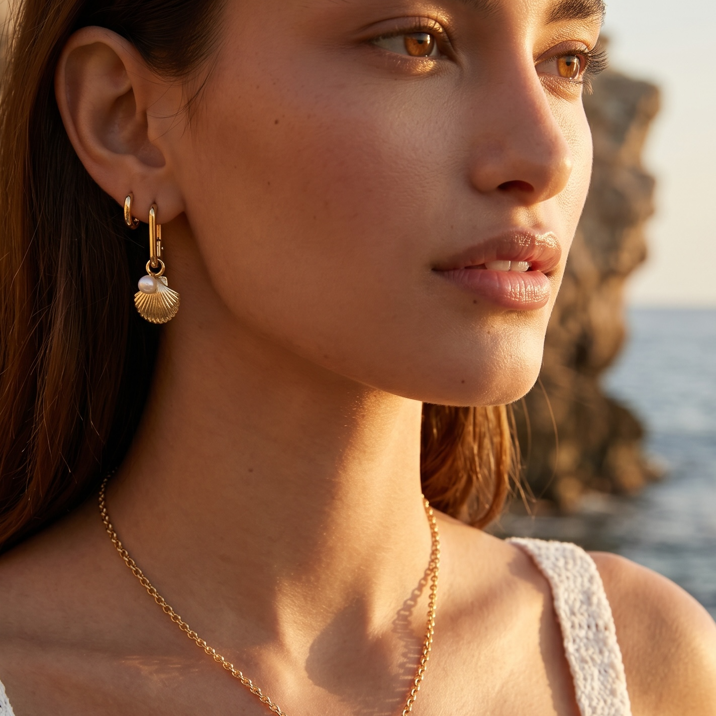 18k Gold Filled Scalloped Shell Earring Charm