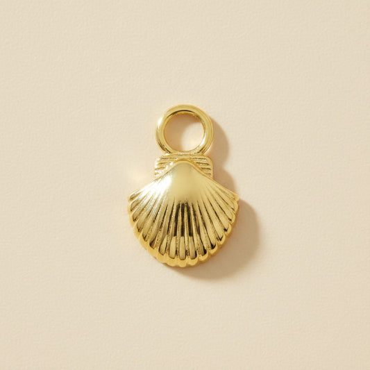 🐚 18k Gold Filled Scalloped Shell Charm — The Sea, Hanging From Your Hoop. One Charm. All Summer.