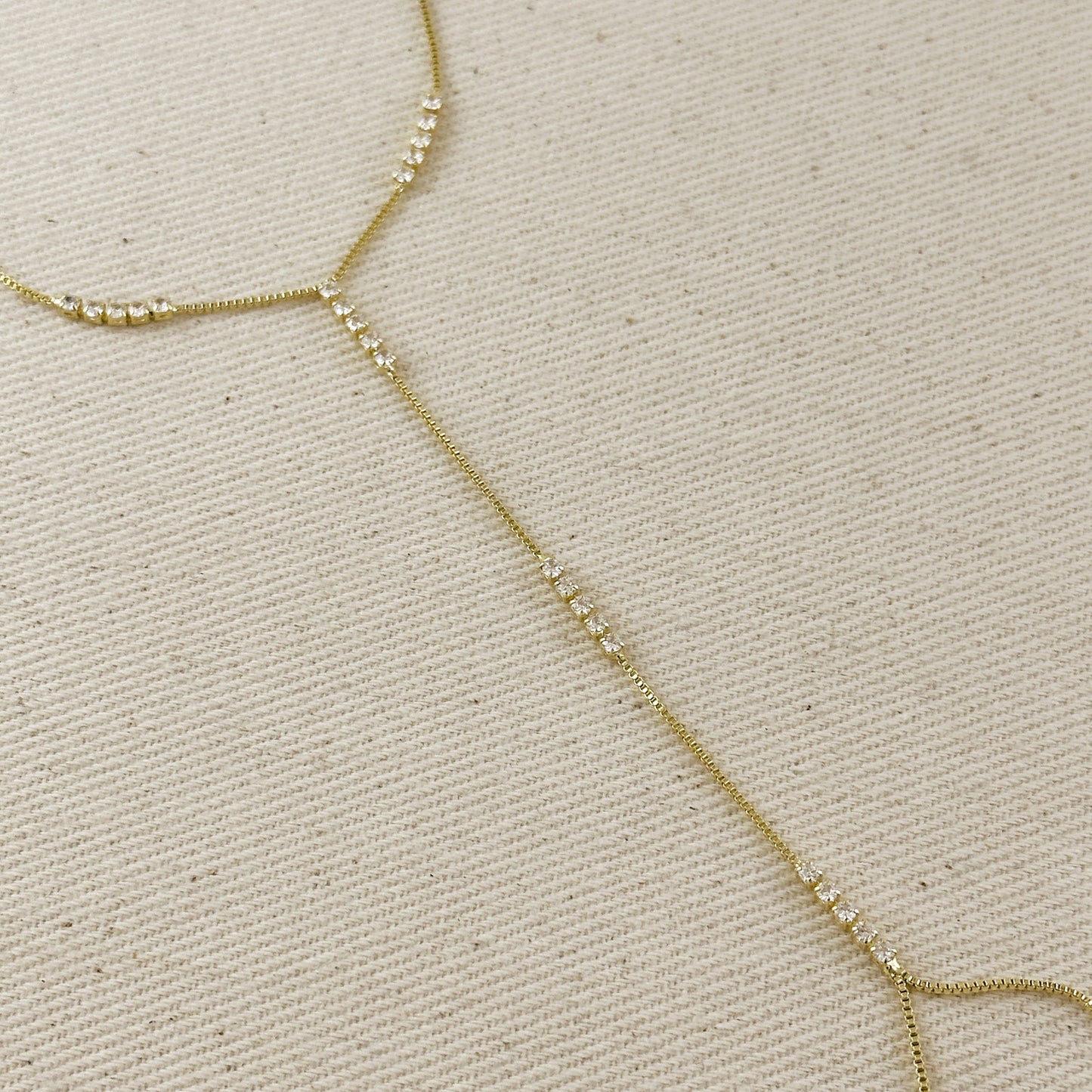 18k Gold Filled CZ Row Hand Chain