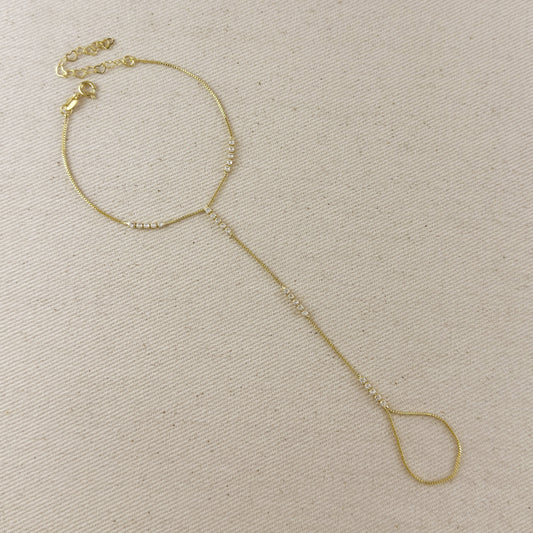 18k Gold Filled CZ Row Hand Chain