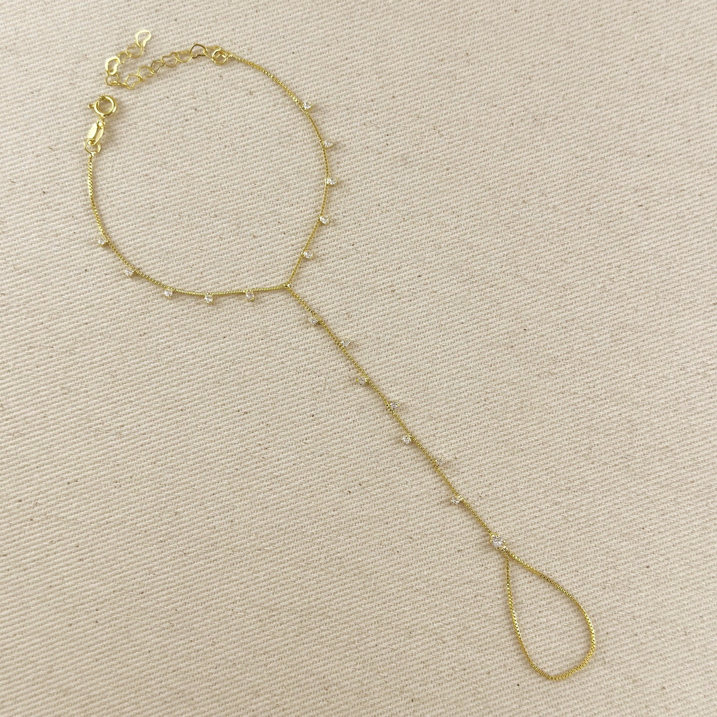 18k Gold Filled Sparkling CZ Hand Chain