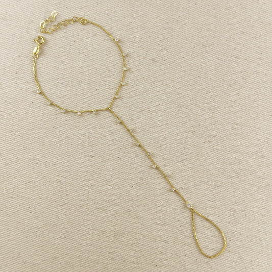 18k Gold Filled Sparkling CZ Hand Chain