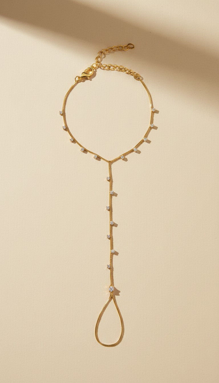 ✨ 18k Gold Filled CZ Hand Chain — Wrist to Finger. Scattered Sparkle. The Piece That Changes How the Hand Moves.