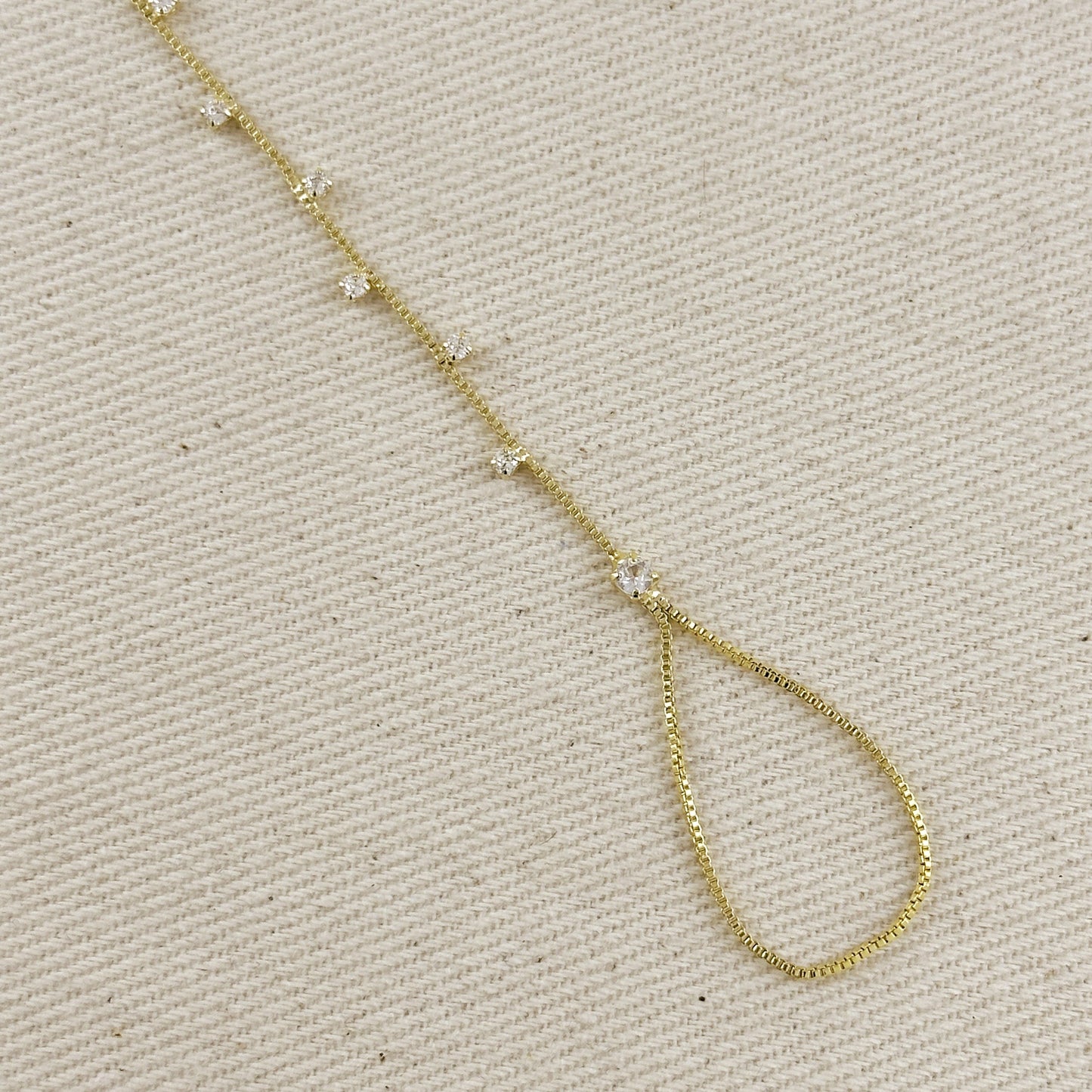 18k Gold Filled Sparkling CZ Hand Chain