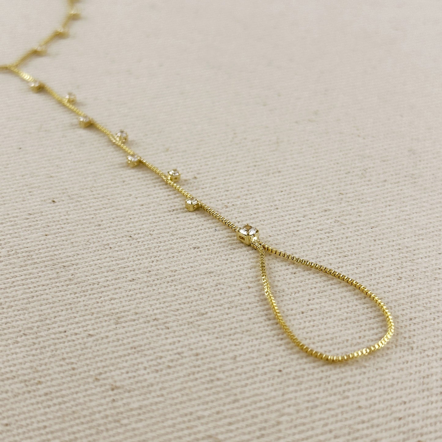 18k Gold Filled Sparkling CZ Hand Chain