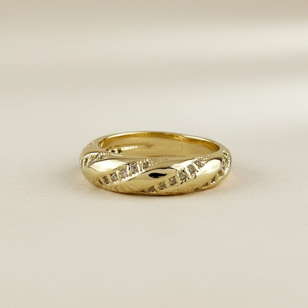 ✨ 18k Gold Filled CZ Ribbon Ring — The Band That Wraps the Finger in Something Beautiful