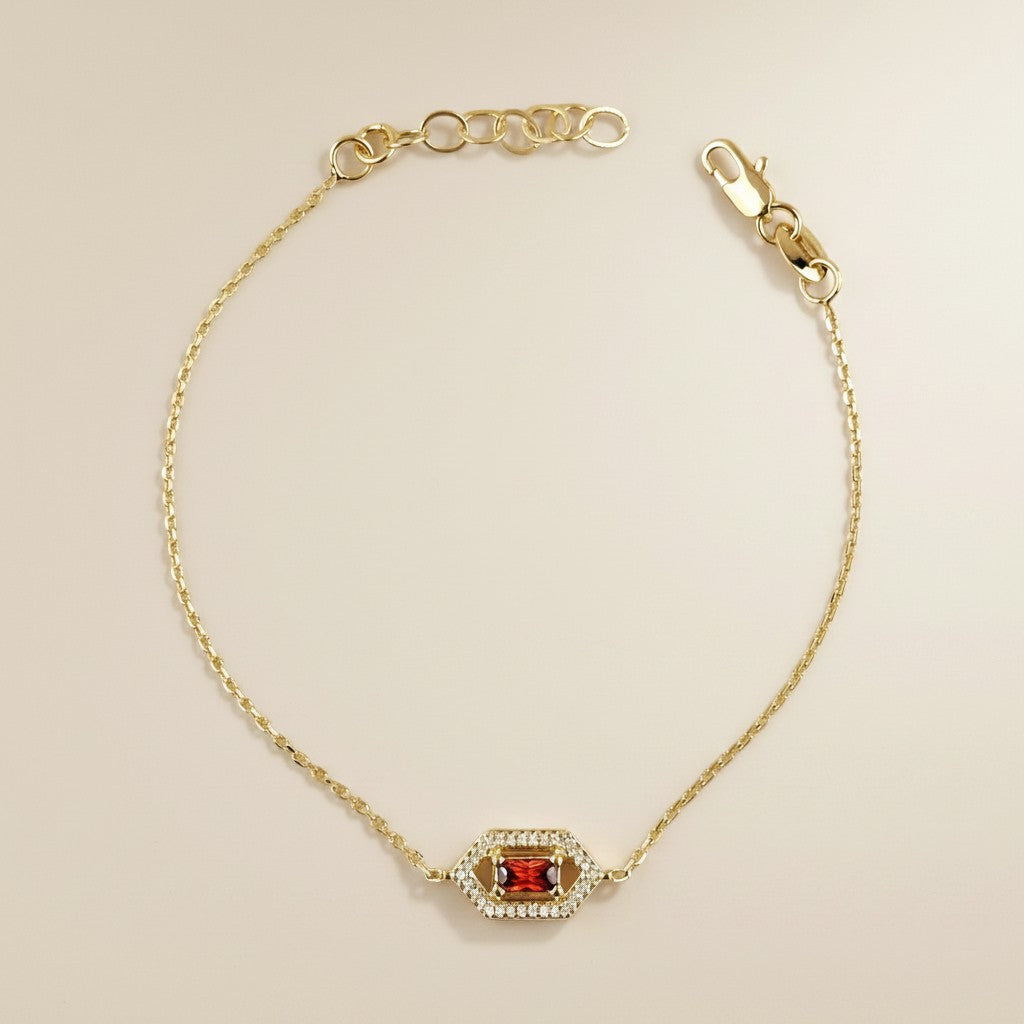 💎 18k Gold Filled Fancy Birthstone Bracelet — Your Month. Ornate Gold. Worn With Pride.