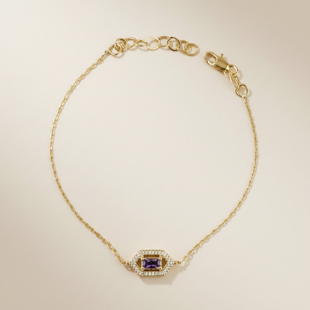 💎 18k Gold Filled Fancy Birthstone Bracelet — Your Month. Ornate Gold. Worn With Pride.