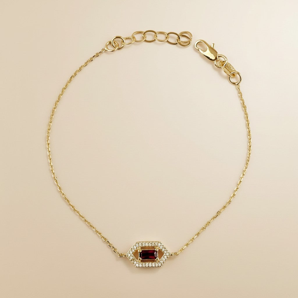 💎 18k Gold Filled Fancy Birthstone Bracelet — Your Month. Ornate Gold. Worn With Pride.