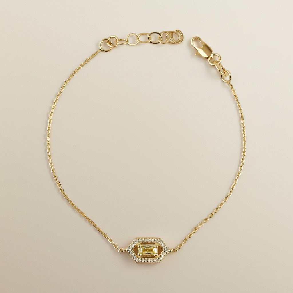 💎 18k Gold Filled Fancy Birthstone Bracelet — Your Month. Ornate Gold. Worn With Pride.