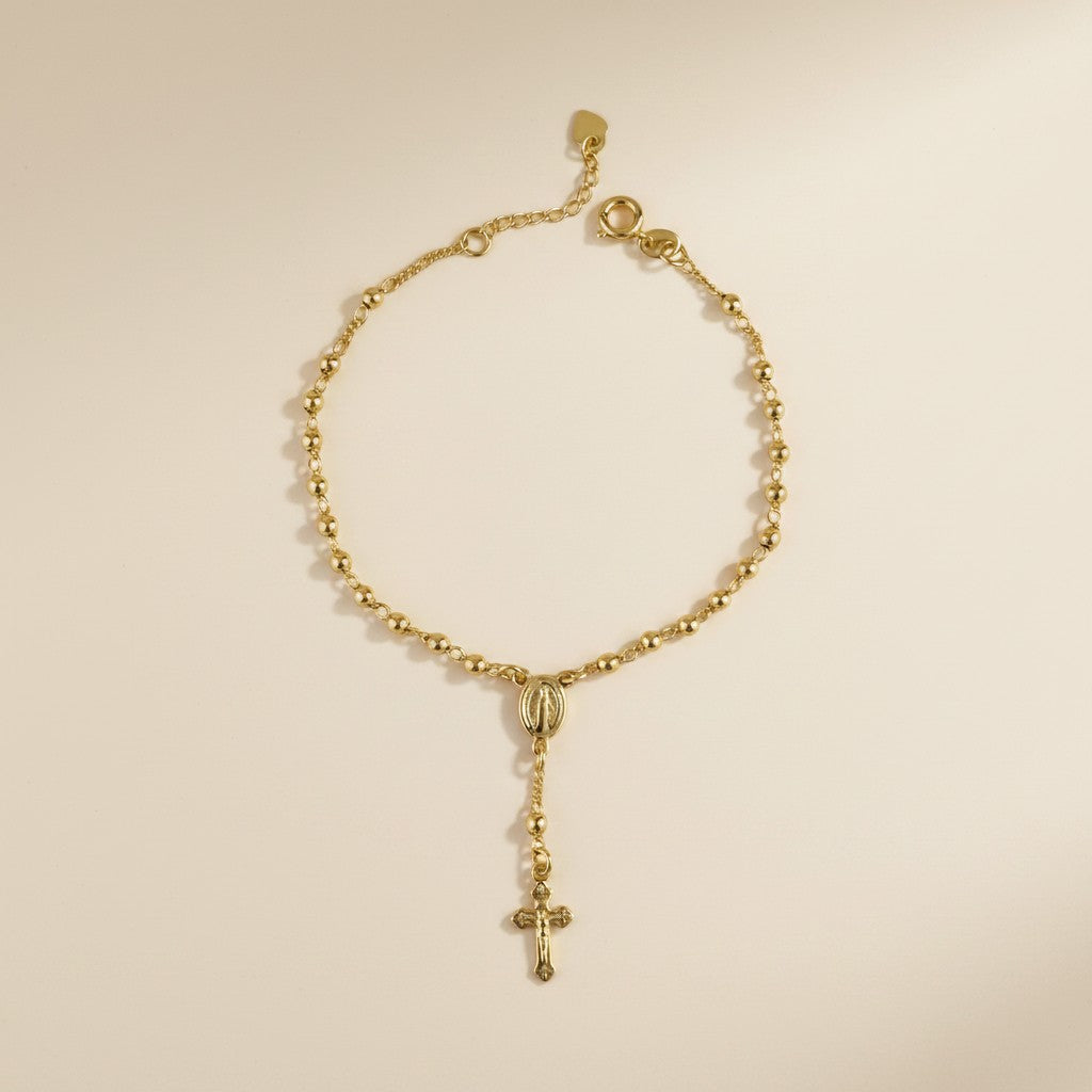 🙏 18k Gold Filled Beaded Rosary Bracelet — Faith at the Wrist. Always Close. Always Beautiful.