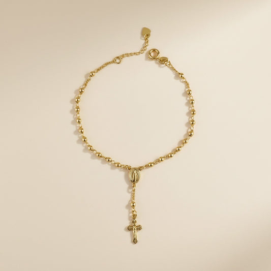 🙏 18k Gold Filled Beaded Rosary Bracelet — Faith at the Wrist. Always Close. Always Beautiful.
