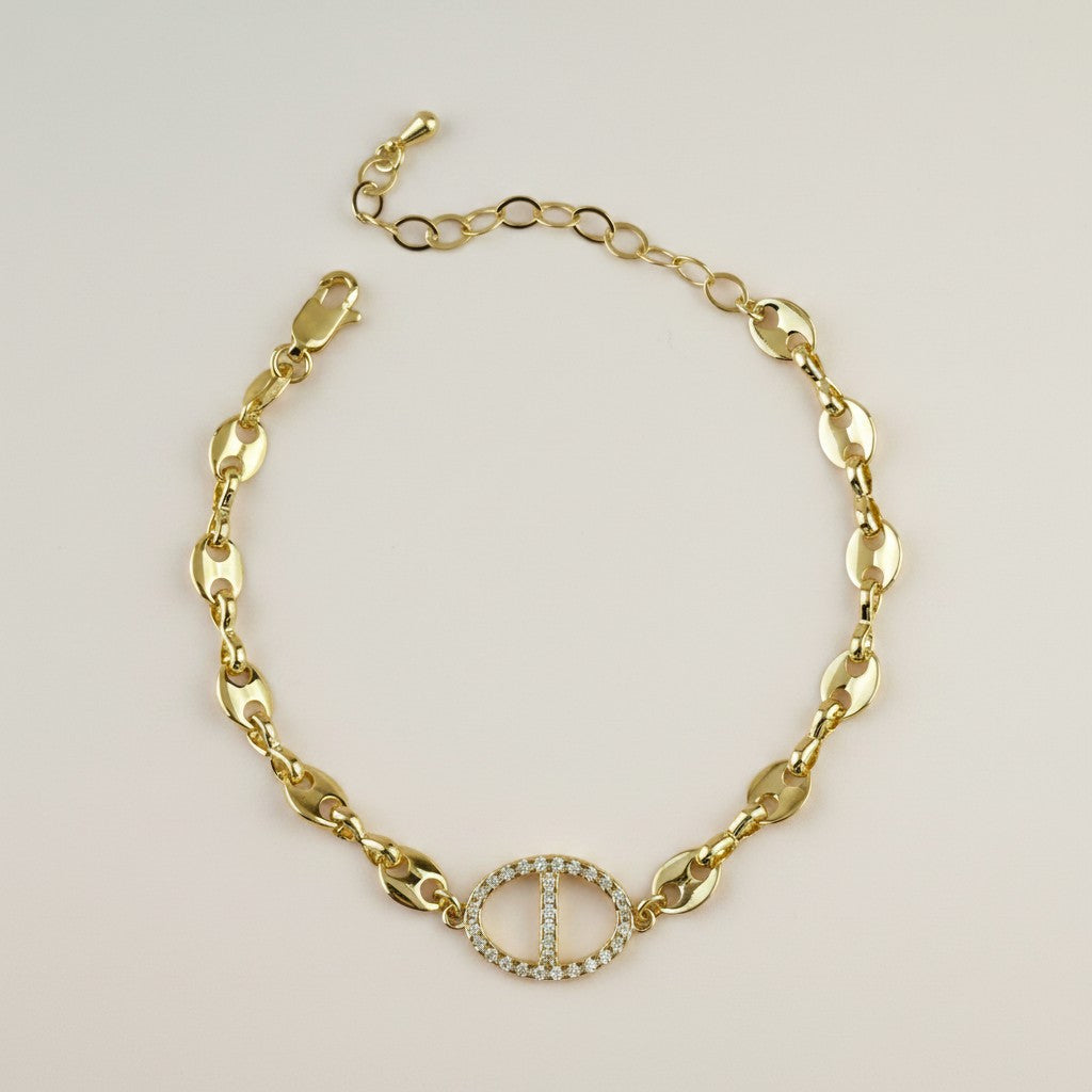 18k Gold Filled CZ Mariner Bracelet — Nautical Boldness. Strategic Sparkle. Always Noticed.