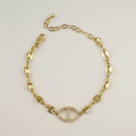 18k Gold Filled CZ Mariner Bracelet — Nautical Boldness. Strategic Sparkle. Always Noticed.