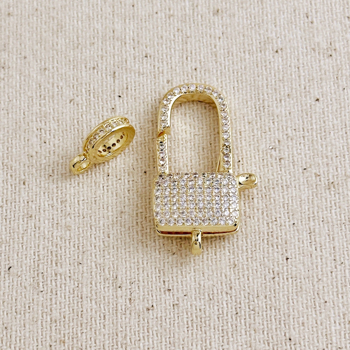 18k Gold Filled CZ Lock Clasp