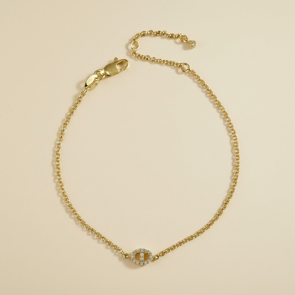 ⚓ 18k Gold Filled CZ Mariner Rolo Bracelet — One Statement Link. The Perfect Chain to Carry It.