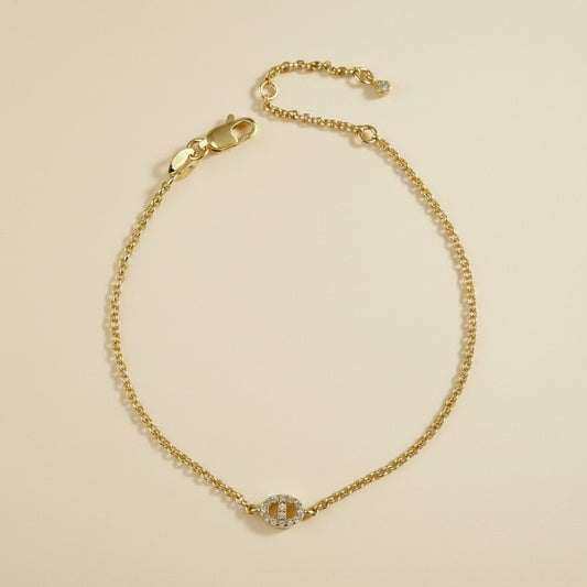 ⚓ 18k Gold Filled CZ Mariner Rolo Bracelet — One Statement Link. The Perfect Chain to Carry It.