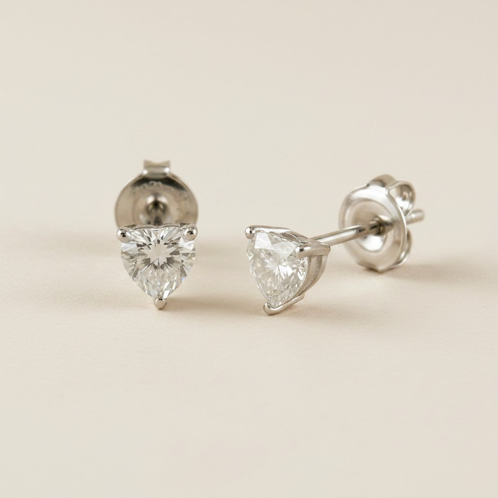 💎 .925 Sterling Silver Heart-Cut Moissanite Stud Earrings — The Most Romantic Cut. GRA Certified. 0.5ct Total.
