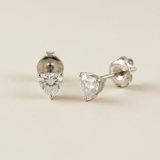 💎 .925 Sterling Silver Heart-Cut Moissanite Stud Earrings — The Most Romantic Cut. GRA Certified. 0.5ct Total.
