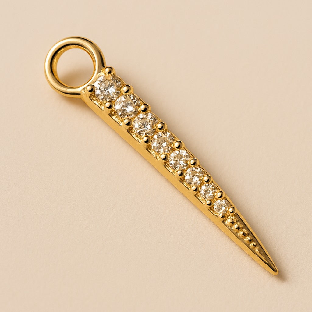 18k Gold Filled CZ Spear Earring Charm | Edgy Minimalist Add-On