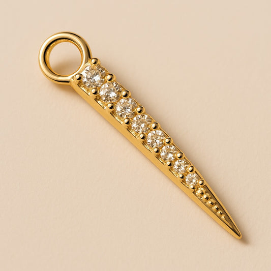 18k Gold Filled CZ Spear Earring Charm | Edgy Minimalist Add-On