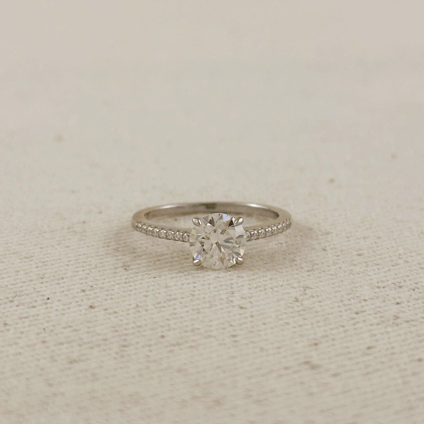 .925 Sterling Silver Rhodium Plated Moissanite Engagement Ring