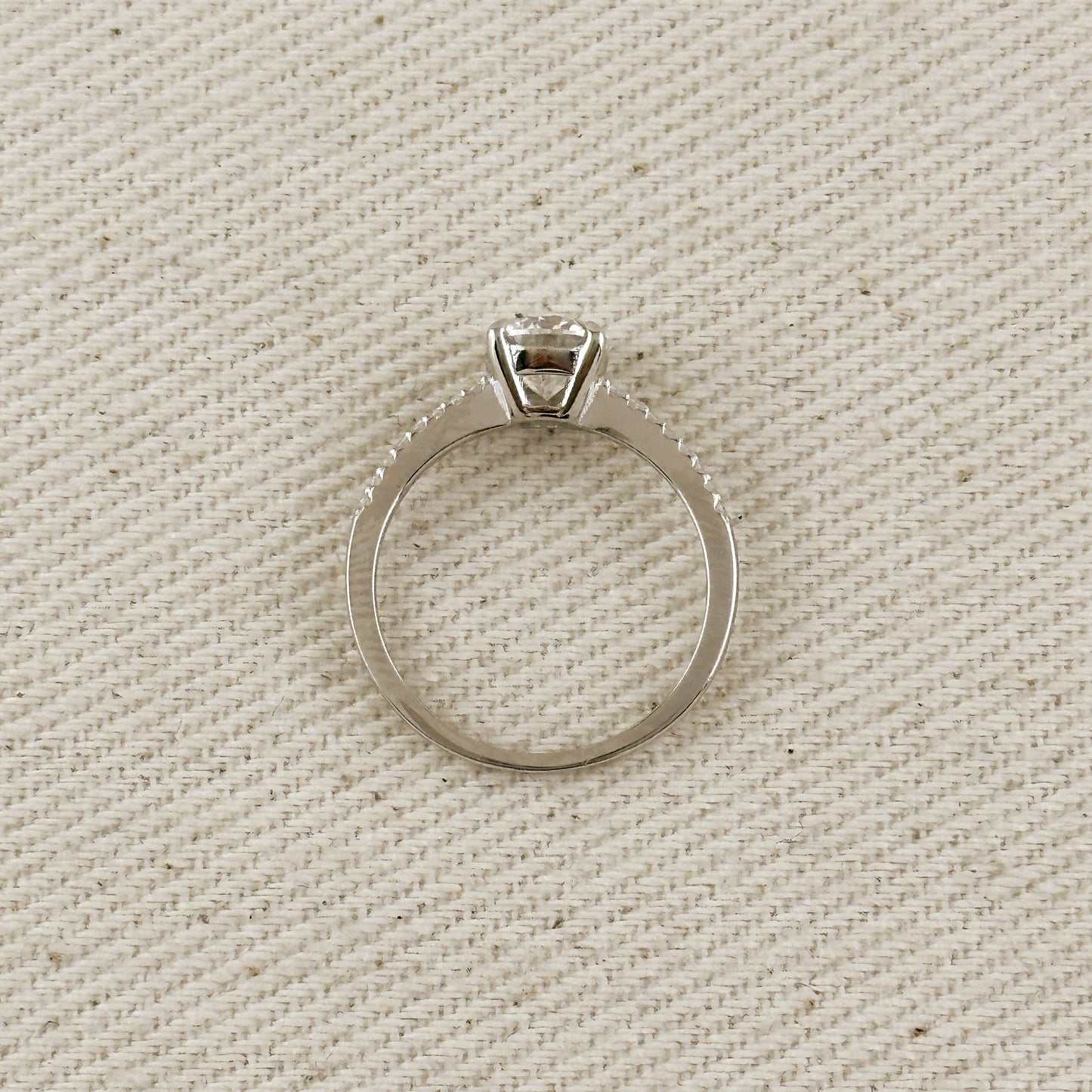 .925 Sterling Silver Rhodium Plated Moissanite Engagement Ring