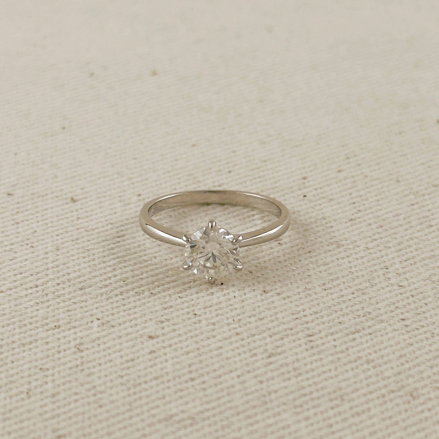 .925 Sterling Silver Rhodium Plated Moissanite Solitaire Engagement Ring