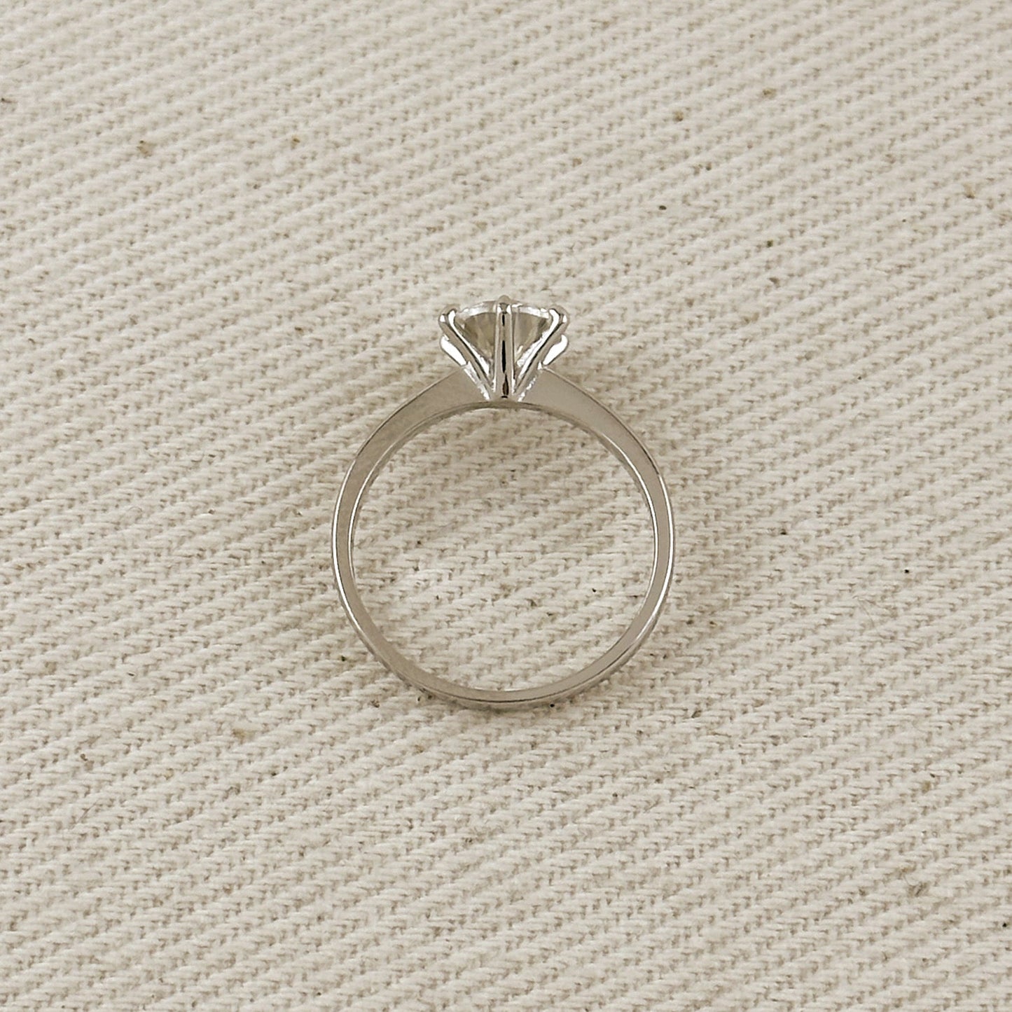 .925 Sterling Silver Rhodium Plated Moissanite Solitaire Engagement Ring